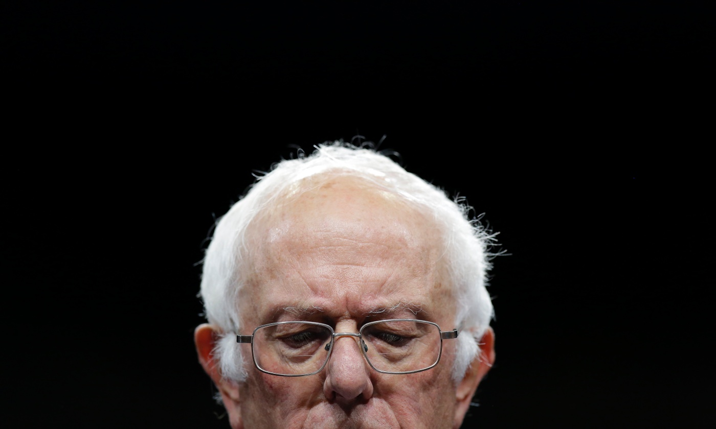 bernie sanders looking down