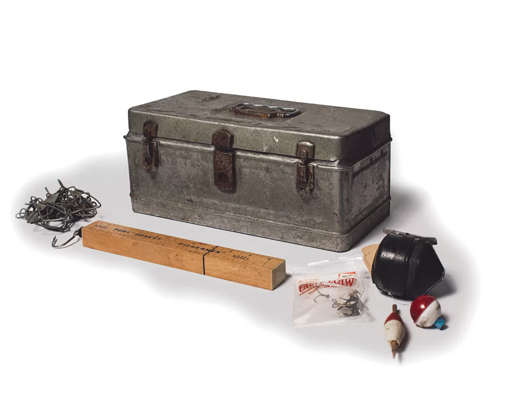 A photo of the fishing tackle box and gear that belonged to Michael Kleber-Diggs's grandfather. 