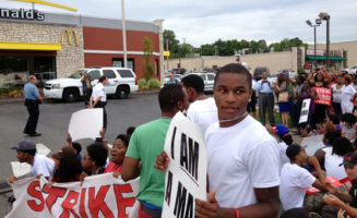 McDonald’s workers on strike in July 2013 in St. Louis