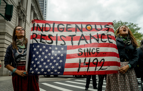 Indigenous activists at the People's Climate March. Photo by Allan Lissner.