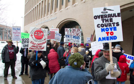 A protest about Citizens United in Spokane