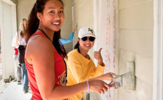 Student volunteers with Habitat for Humanity.