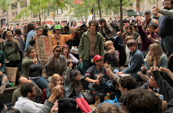 Straw Poll at Zuccotti Park. Photo by Collin Anderson.