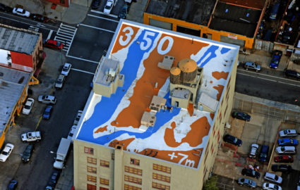 Roof with 350.org mural.