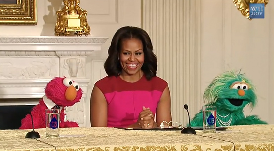 Michelle Obama and Elmo. Official White House Photo.