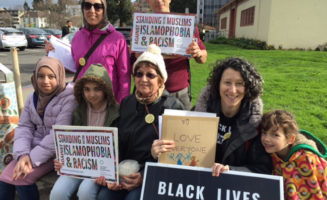 Anti-Islamophobia canvassers from Jewish Voice for Peace work their way through Oakland